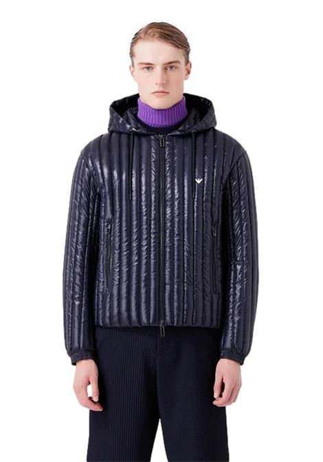 Piumino con cappuccio water repellent in nylon matelassé verticale EMPORIO ARMANI | Giubbotti | 6R1B79 1NKZZ0920